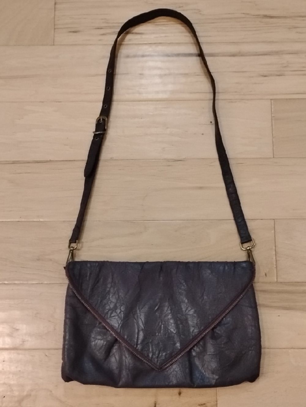 Matt & Nat Aubergine Crossbody with Zipper Detail